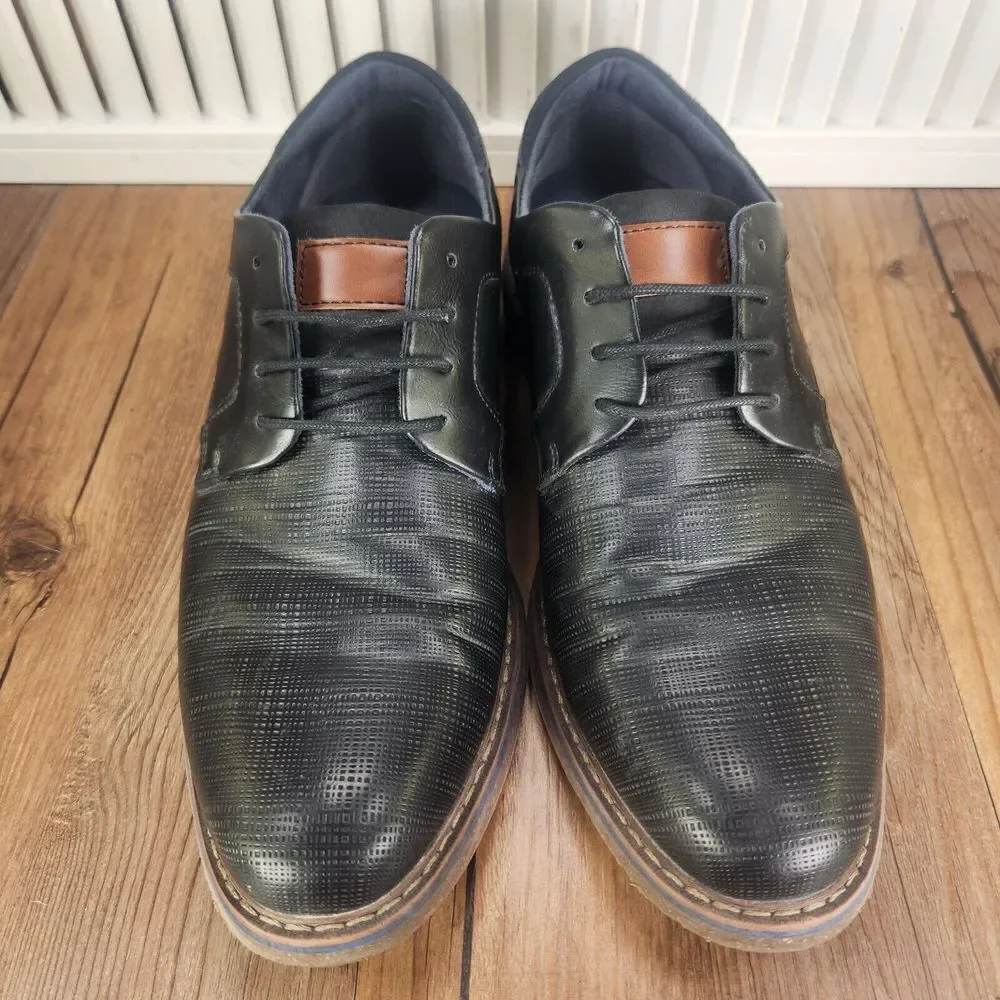 Freeman Hayden Dress Shoes Mens Size 8W Wide Black Leather Oxfords Derbys Preppy